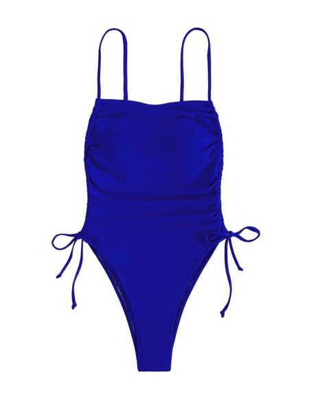 

drawstring side one piece swimsuit k3rw#, White;black