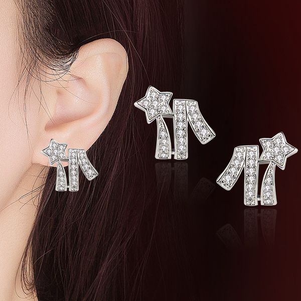 

star stud earrings for women everyday girls birthday gift jewelry cubic zirconia earrings gold silver pentagram earrings, Golden;silver