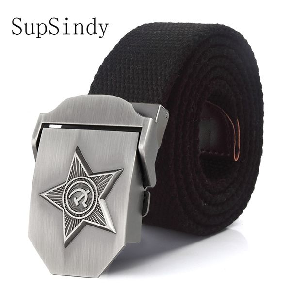 

supsindy men&women canvas belts 3d five rays star army military tactical belt cccp patriotic soldiers male strap jeans waistband 220428, Black;brown