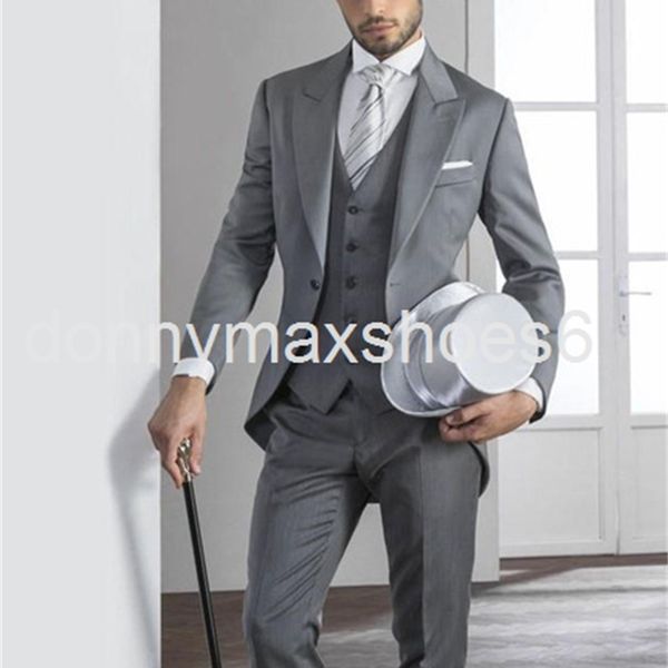

men's suits & blazers business casual gray suit men's three piece groom man wedding banquet men, White;black