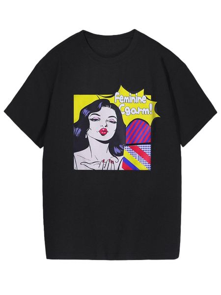 

men pop art print tee n5gi#, White;black