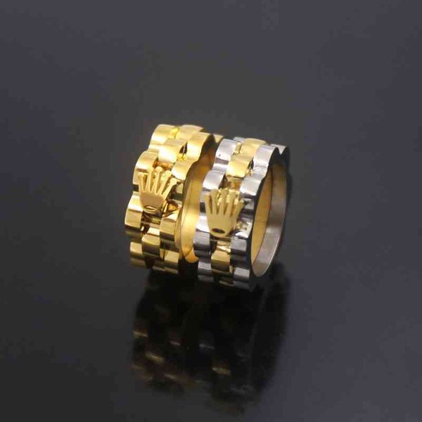 

shining stainless steel speedometer fashion brand crown charm link men women finger rings jewelry gift, Slivery;golden