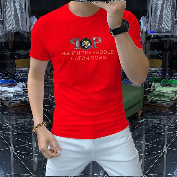 2022 Estate Nuove T-Shirt da uomo Lettera Ricamo Hot Diamonds Design Manica corta Girocollo Mezza manica Rosso Verde Nero Bianco Abbigliamento Top M-4XL