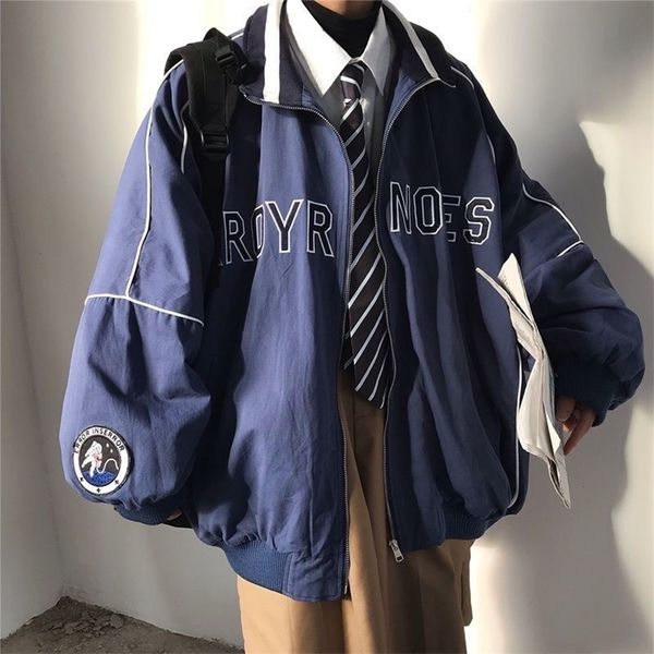 

spring letter jacket allmatch preppy style baseball hoodie women mens loose thin casual lovers cool wear sweatshirt 220811, Black