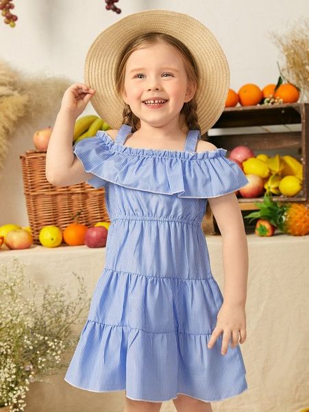 

sheen little girl's striped printed ruffle dress she, Red;yellow