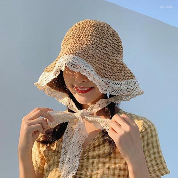 Cappelli a tesa larga Cappello di paglia String collo Rufy piatto per adulti Anime Cartoon Protezione solare Cappellino monopezzo giapponeseLargo