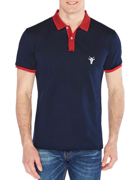 

men geo cattle print contrast trim polo shirt p5xt#, White;black