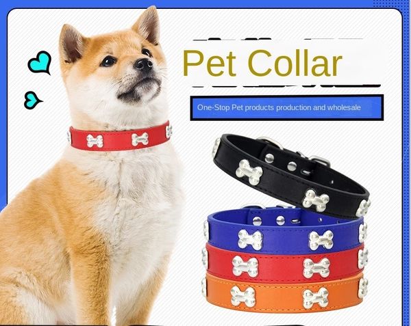 

leashes pu leather leash pets dog collar pet supplies diy bell cat collar outdoor training walk adjustable size 16 colors inventory wholesal