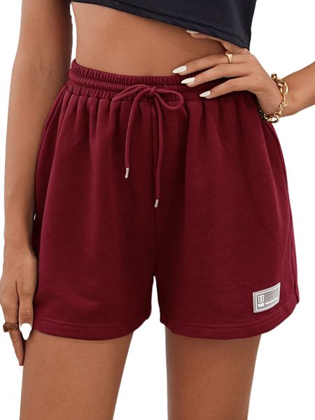 

drawstring waist patched detail shorts b9rx#, White;black