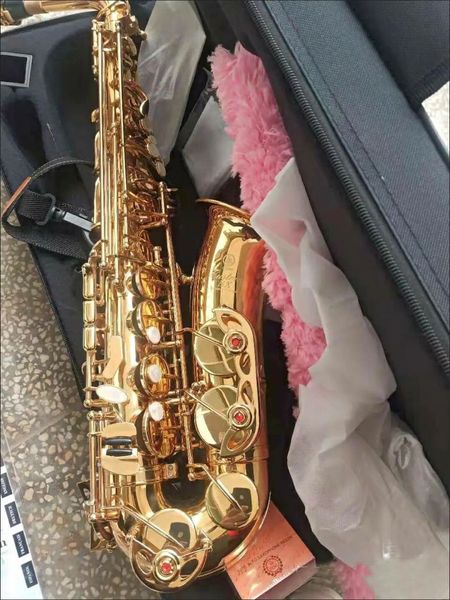 

875ex eb professional drop e saxophone gold alto saxophone with band mouth piece reed case