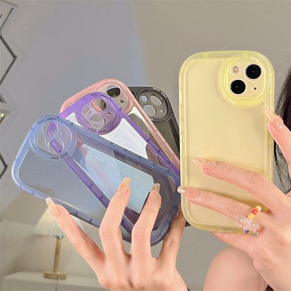 Custodie per telefoni paraurti rotonde trasparenti per iPhone 13 11 12 Pro Xs Max XR Colori caramelle alla moda Cover antiurto anticaduta con protezione delle lenti