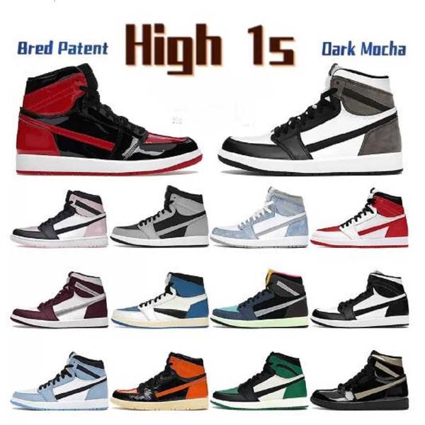 

high 1 low basketball shoe shoes bred patent 1s sneakers atmosphere shadow dark mocha hyper royal university blue chicago black white