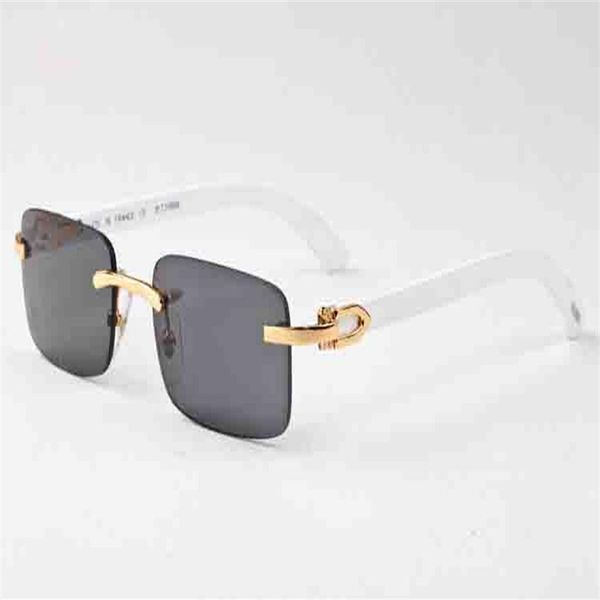 

white buffalo horn glasses mens vintage retro wooden sunglasses for womens black brown clear lenses fashion rimless sports sunglas240c, White;black