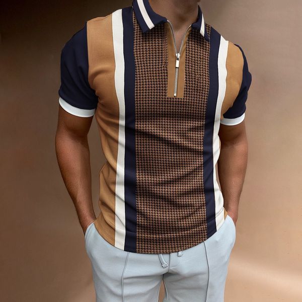 

men fashion plaid check print t shirts polos stylish tees polo printing mens summer casual breathable clothing tshirt shirts, White;black
