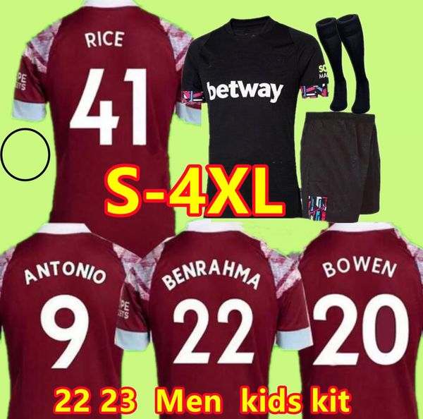 

west 22 23 hamsi home& away soccer jerseys 2023 third lanzini antonio fornals rice football shirt yarmolenko bowen lingard haller wested jer, Black;yellow