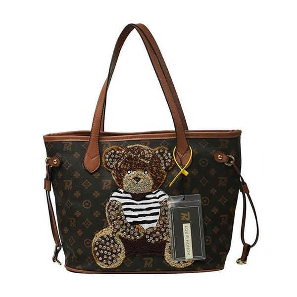 

68% off autumn and winter women's new rhinestone bear shoulder large capacity handbag commuter tote bag