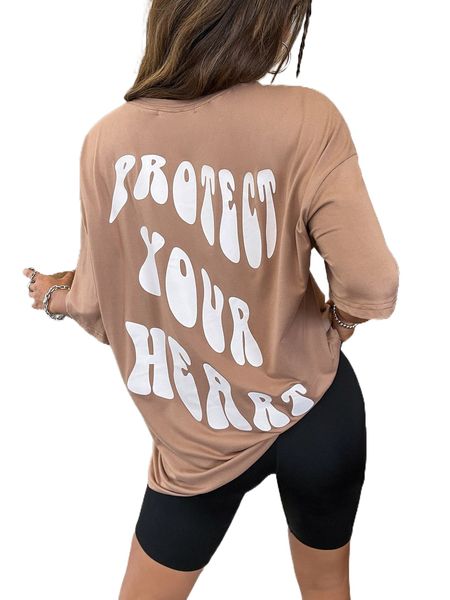 

slogan graphic drop shoulder tee x7ox#, White