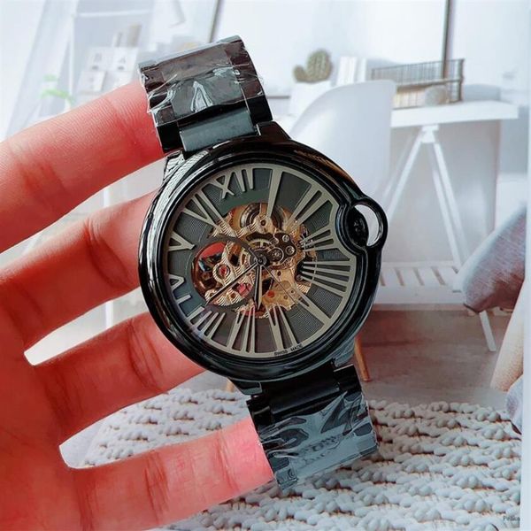 

luxury fashion famous watches mens mechanical ss 2813 automatic movement watch sports men hollow skeleton designer wristwatches237l, Slivery;brown