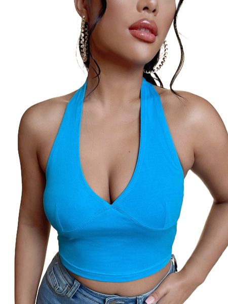 

tie back crop halter b9sv#, White