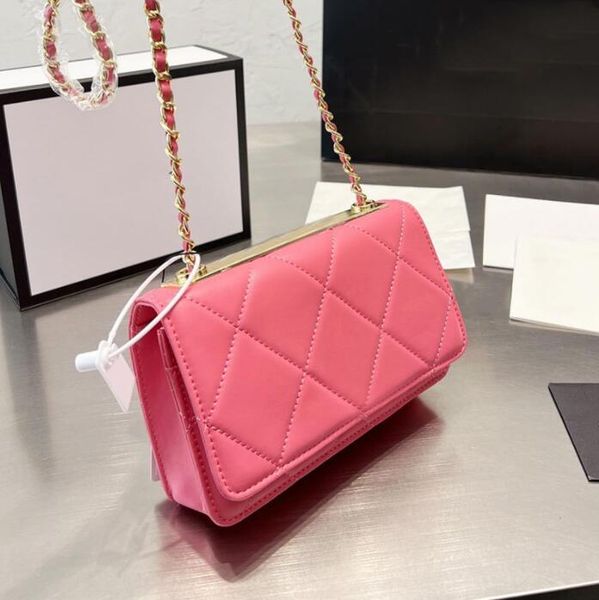 

tz france women's classic mini single flap wallet trendy bags gold metal hardware matelasse chain crossbody shoulder purse card holder