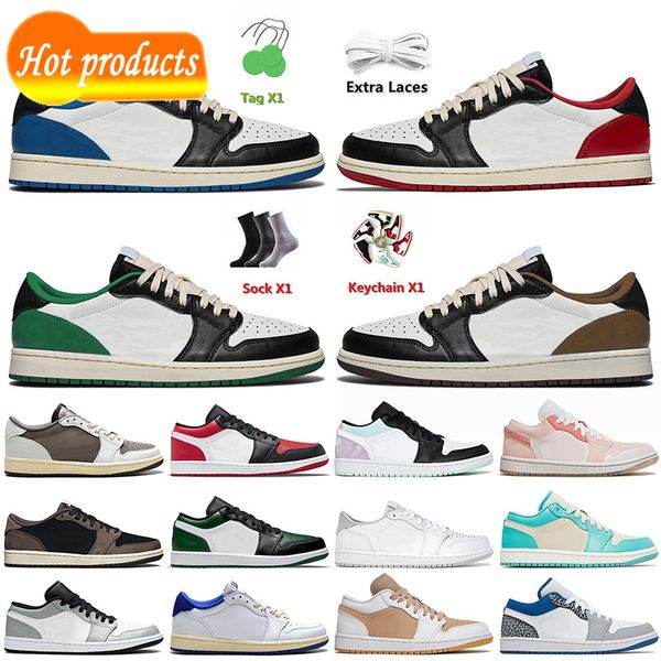 

2022 fashion bred toe s lows basketball shoes jumpman low green ts dark mocha fragment unc og paris true blue neutral grey women mens..11, Black