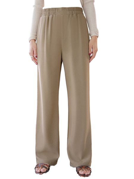

dazy elastic waist straight leg pants x82r#, Black;white