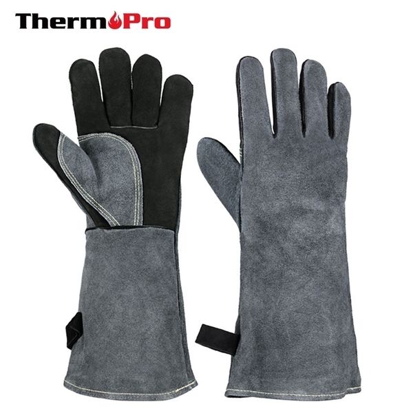 ThermoPro GL02 500 Hitzebeständige Ofenhandschuhe, Handschuhe, Backen, Grillen, für Grill, Isolierung, Leder, Schmieden, Schweißen, 220510