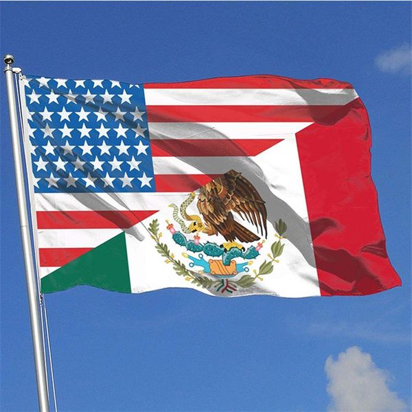 

usa american and mexico flags custom 3x5ft flags 100% polyester fabric single side printing 305b
