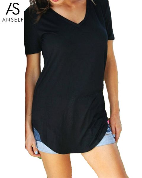 

oversize t shirt women summer 3xl 4xl 5xl plus size casual tunic female tee v neck short sleeve large size long tshirt 220411, White