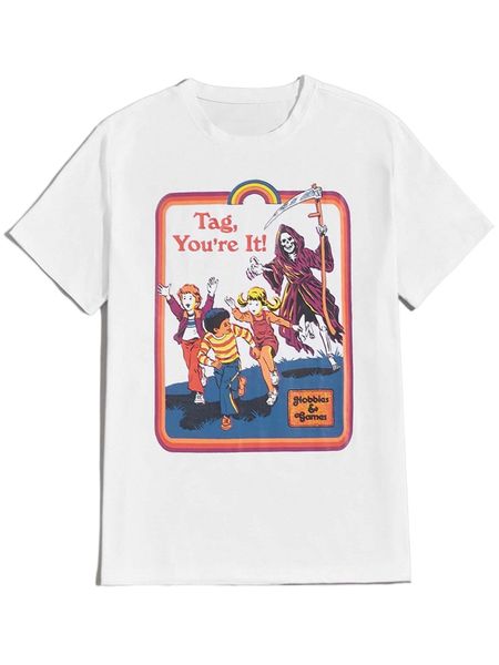 

romwe x stevenrhodes guys figure graphic tee h8sg#, White;black