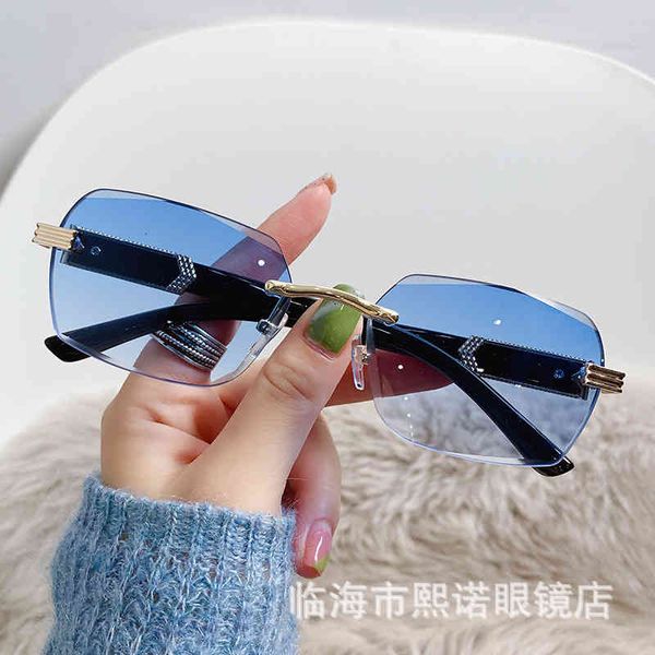 

sunglasses fashion ocean piece gradient square trend frameless trimming dyk6, White;black