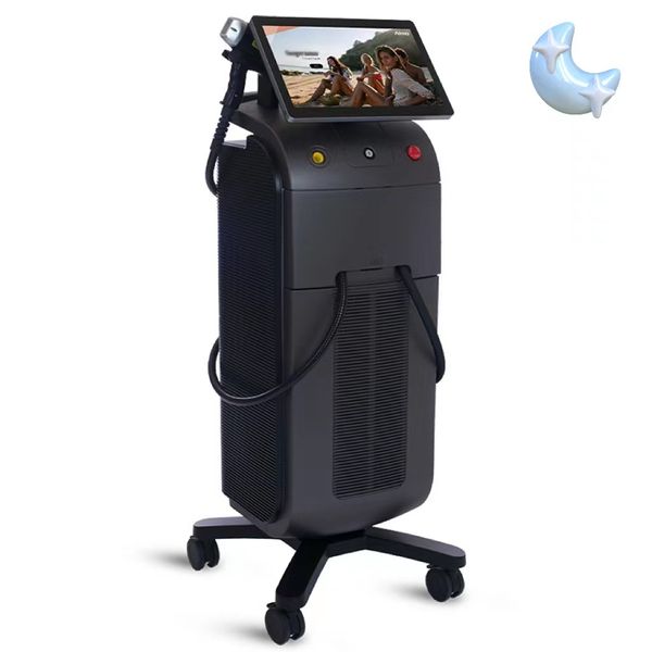 

three wavelength 755 808 1064nm diode laser machine single or double handles permanent hair removal aesthetics device with whole sales price, Black