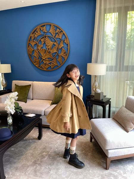 

girls coat skirt windbreaker tench coats baby clothes hooded kids designer waterproof fabric cuff letter embroidery button lettering fasion, Camo