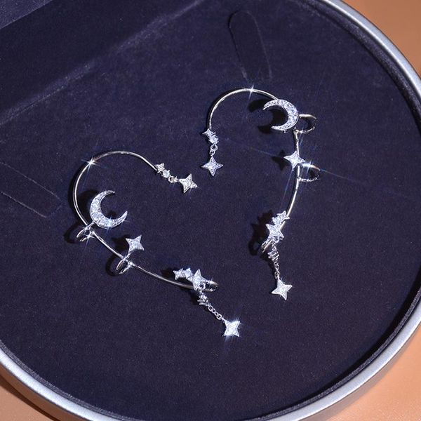 Rücken Ohrringe Ins Design Kreative Keine Durchbohrten Ohr Stern Mond Ohrring Für Frauen Bling Zirkon Knochen Clip Hochzeit Schmuck Anhänger geschenk