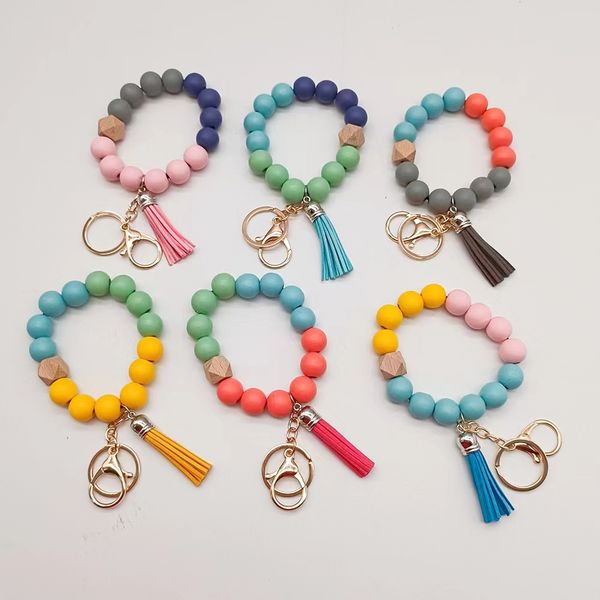 Außenhandel Großhandel personalisierte Perlenperlen Armband Koreaner Samt Quaste Quasten Anhänger Schlüssel Kette Multi-Farben Optional