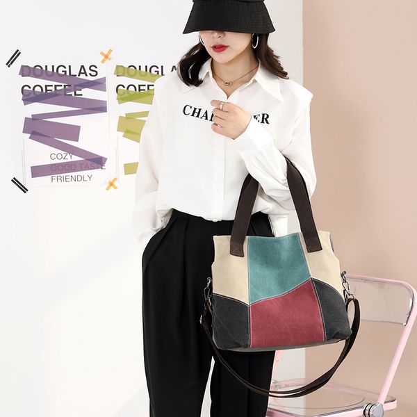 

2022 canvas women small shoulder bag coin purse one big pocket totoe crossbody bags roomy wallets bag 31cmx30m phone ipad pack holders for l, Red;black