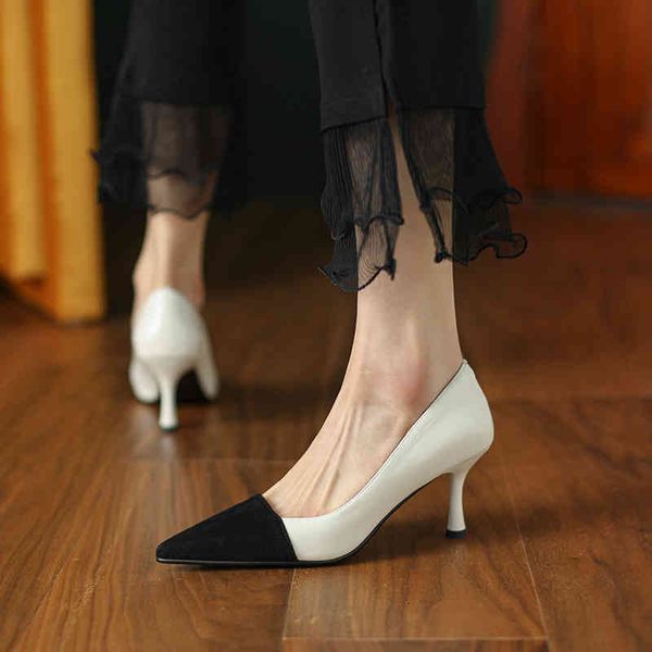 

boots french light cooked wind high heels women's spring single shoes thin heel pointed shallow mouth professional work 1daj, Black