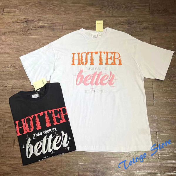 

new summer letter foam printing vetements embroidered man women o-neck cotton black white tee casual loose vtm t-shirts, White;black