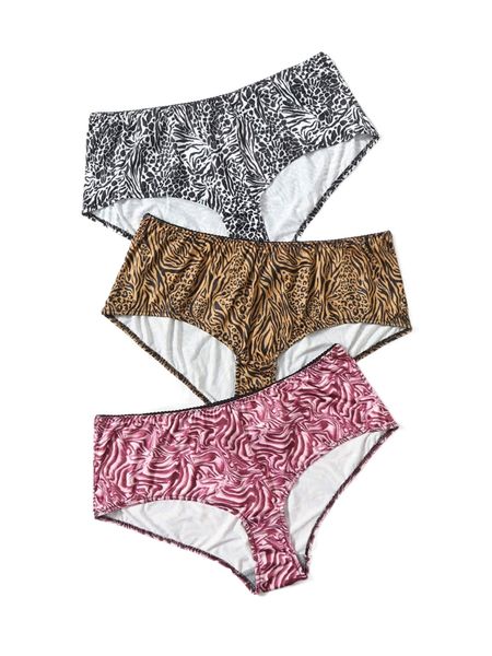 

plus 3pack all over print panty t7sn#, Black;white