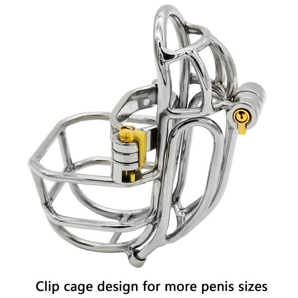 Mais novo design de aço inoxidável destacável dispositivo de castidade masculino pa punctura galo gaiola stealth lock bdsm brinquedos sexuais para homens