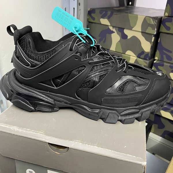 

designer track 3.0 sneakers women men shoes clear sole trainer mesh nylon 100% non leather sneaker casual dad shoes with box no52, Black