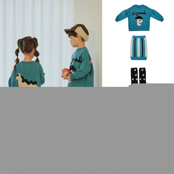 

limt kids sweaters winter autumn boys girls fashion cartoon print kint sweaters baby child cotton blue outerwear lj201128