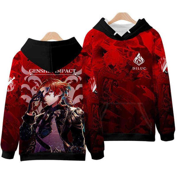 Anime Genshin Impact 3D Stampato Gioco Raiden Shogun Felpa con cappuccio Uomo Donna Cosplay Felpa Kid Pullover Oversize Streetwear Abbigliamento Y220713