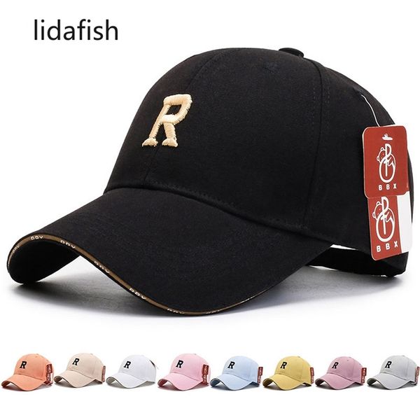 

lidafish embroidery letter r baseball cap adjustable caps hip hop dad hats for men women 220318, Blue;gray