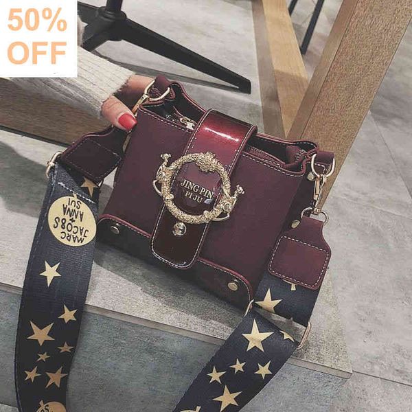 

small bag women's 2022 autumn winter bucket texture wide strap single messenger luxury designer handbag shoulder bags