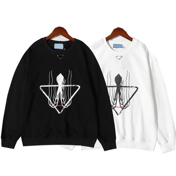 

autumn winter 2021 fashion men's hoodie long sleeve designer high-end women's round collar pure cotton black and white 2 color hig