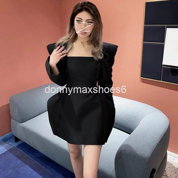 

casual dresses gong tingfan silhouette fluffy skirt 22 spring and summer design sense, small people close their waist, slim, fried street dr, Black;gray
