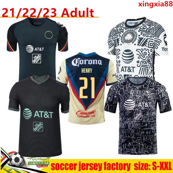 

2022 club america third soccer jerseys away angeles special player version giovani caceres b.valdez 2023 dark blue 22 23 pre-match kids foot, Black;yellow
