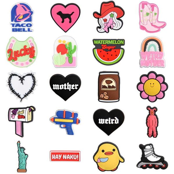 

singel 1pcs cute catoon shoe charms croc accessories decorations pvc buckle for kids party xmas gifts, White;pink