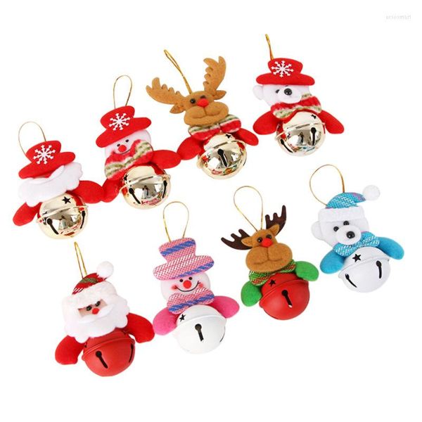 Forniture per feste Altro evento 1pc Cartone animato Pupazzo di neve Babbo Natale Alce Orso Campane rotonde Pendenti per decorazioni per alberi di Natale Appesi Bambola di Natale